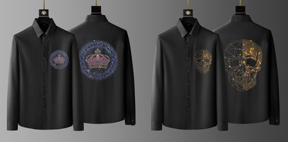 Pack Of 2 Black Luxury Cotton Shirts (CROWN+SKULL)