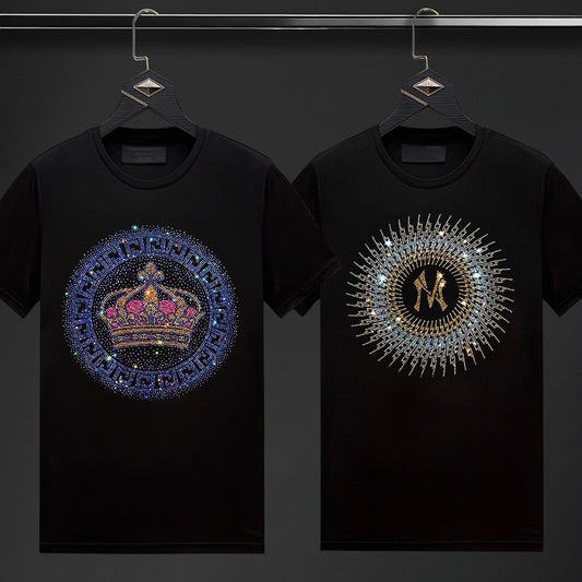Pack Of 2 Luxury Cotton T-shirts (CROWN+NCIRCLE)