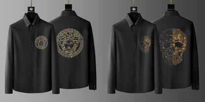 Pack Of 2 Black Luxury Cotton Shirts (QUEEN+SKULL)