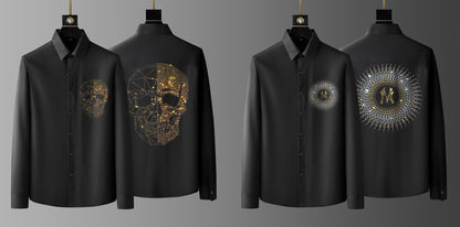 Pack Of 2 Black Luxury Cotton Shirts (SKULL+NCIRCLE)