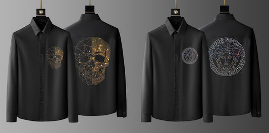 Pack Of 2 Black Luxury Cotton Shirts (SKULL+EMPRESS)