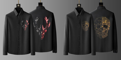 Pack Of 2 Black Luxury Cotton Shirts (DEER+SKULL)