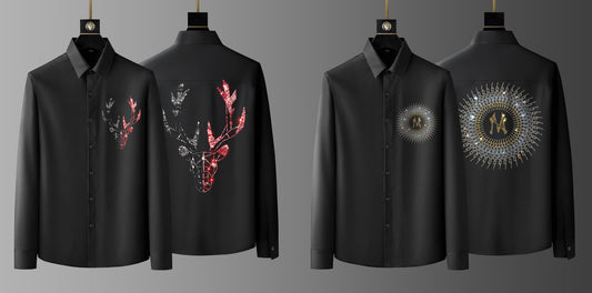 Pack Of 2 Black Luxury Cotton Shirts (DEER+NCIRCLE)