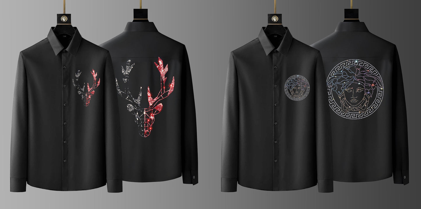 Pack Of 2 Black Luxury Cotton Shirts (DEER+EMPRESS)