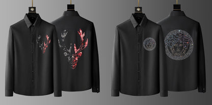 Pack Of 2 Black Luxury Cotton Shirts (DEER+EMPRESS)