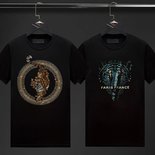 Pack Of 2 Luxury Cotton T-shirts (TIGER4+PARIS)