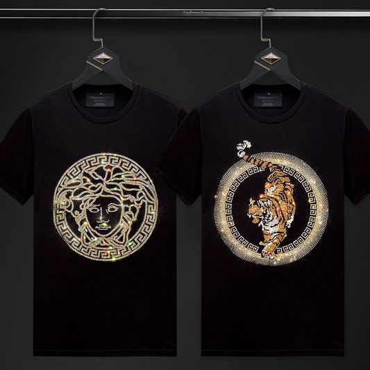 Pack Of 2 Luxury Cotton T-shirts (QUEEN+TIGER4)