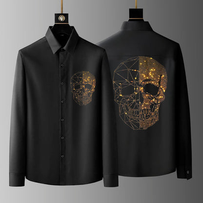 Pack Of 2 Black Luxury Cotton Shirts (TIGER 4+SKULL)