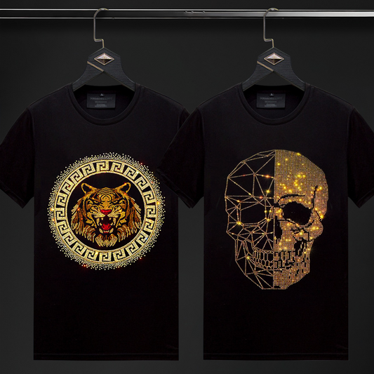 Pack Of 2 Luxury Cotton T-shirts (TIGER3 +SKULL)
