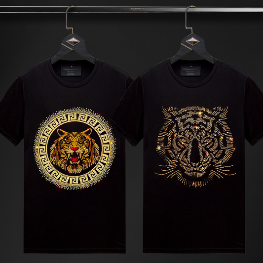 Pack Of 2 Luxury Cotton T-shirts (TIGER3+TIGER1)