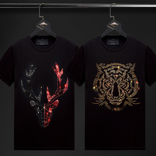 Pack Of 2 Luxury Cotton T-shirts(DEER+TIGER1)
