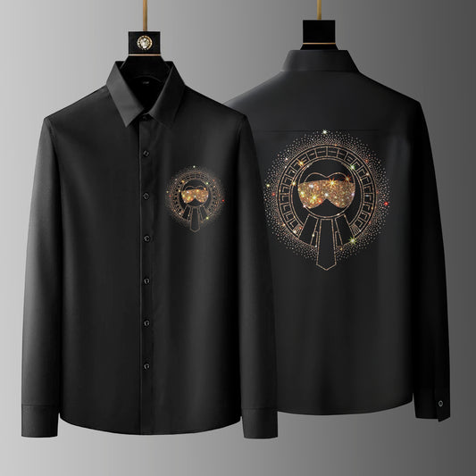 Pack Of 2 Black Luxury Cotton Shirts (GLASSES+TIGER 3)