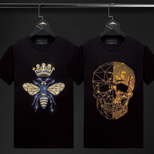 Pack Of 2 Luxury Cotton T-shirts (BUTTERFLY+SKULL)