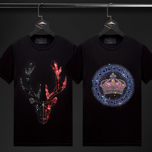 Pack Of 2 Luxury Cotton T-shirts (DEER+CROWN)