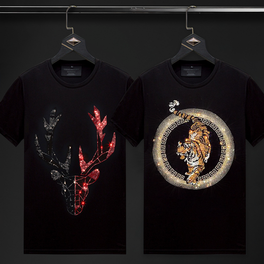 Pack Of 2 Luxury Cotton T-shirts (DEER+TIGER4)