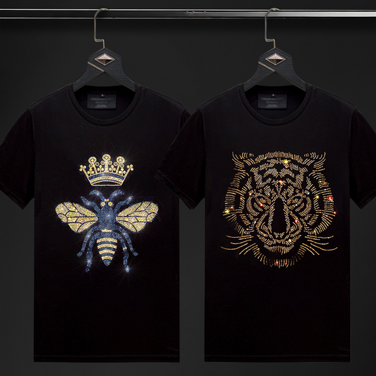 Pack Of 2 Luxury Cotton T-shirts (BUTTERFLY+TIGER1)