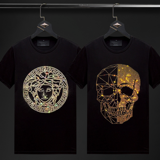 Pack Of 2 Luxury Cotton T-shirts (QUEEN+SKULL)