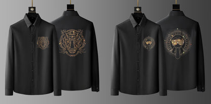 Pack Of 2 Black Luxury Cotton Shirts (TIGER 1+GLASSES)