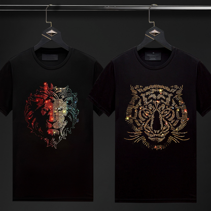 Pack Of 2 Luxury Cotton T-shirts (LION+TIGER 1)