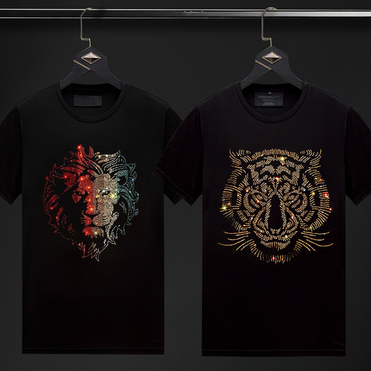 Pack Of 2 Luxury Cotton T-shirts (LION+TIGER 1)