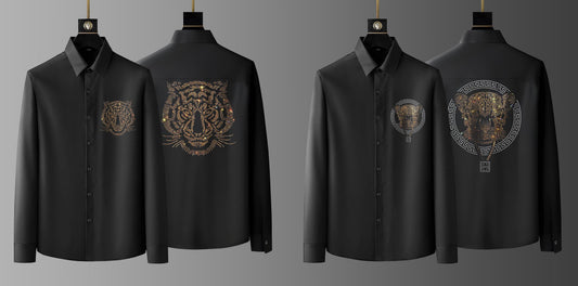 Pack Of 2 Black Luxury Cotton Shirts (TIGER 1+TIGERLOCK)