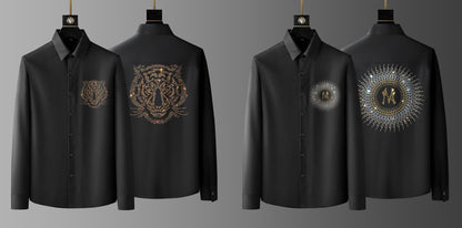 Pack Of 2 Black Luxury Cotton Shirts (TIGER 1+NCIRCLE)