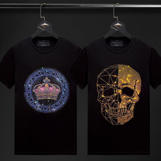 Pack Of 2 Luxury Cotton T-shirts (CROWN+SKULL)