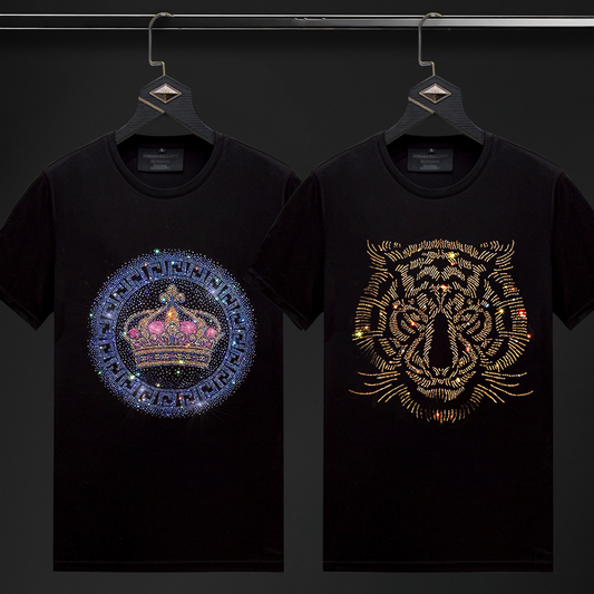 Pack Of 2 Luxury Cotton T-shirts (CROWN+TIGER 1)