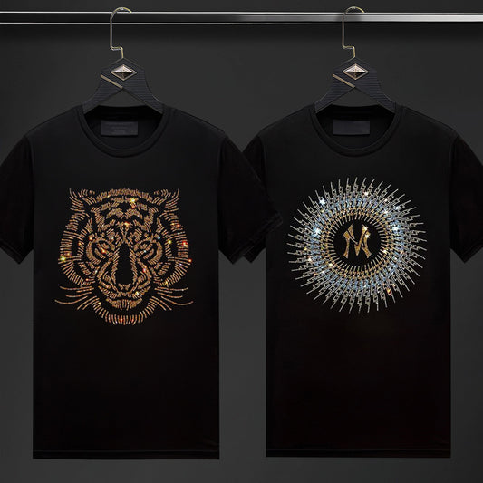 Pack Of 2 Luxury Cotton T-shirts (TIGER1+NCIRCLE)