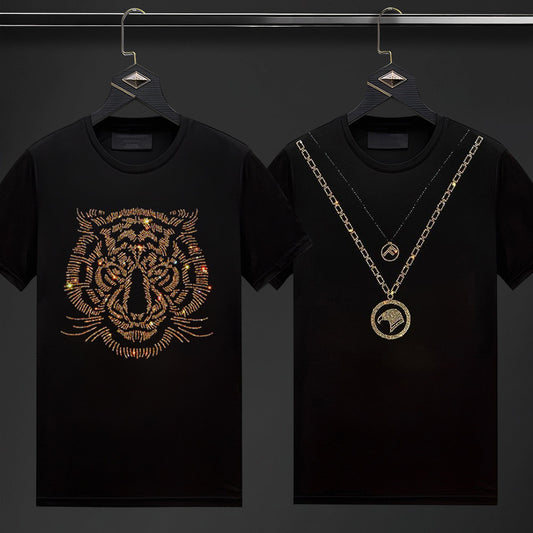 Pack Of 2 Luxury Cotton T-shirts (TIGER1+FLOCK)