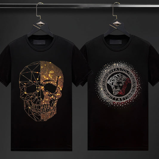 Pack Of 2 Luxury Cotton T-shirts (SKULL+RULER)