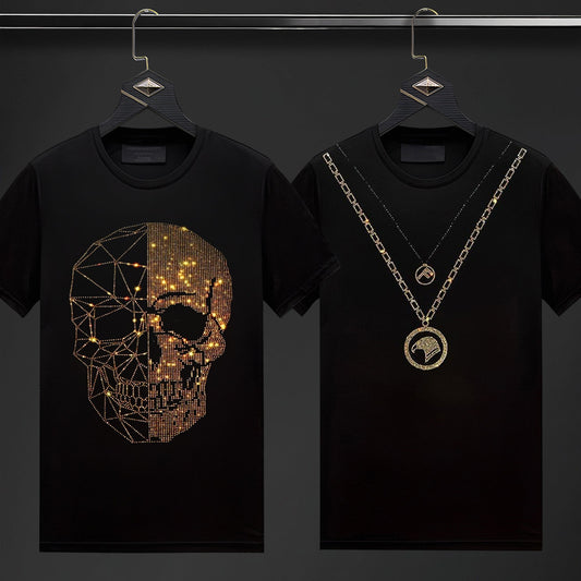 Pack Of 2 Luxury Cotton T-shirts (SKULL+FLOCK)