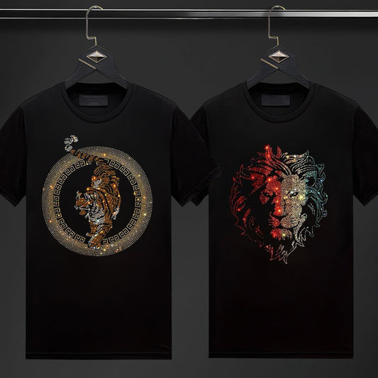 Pack Of 2 Luxury Cotton T-shirts (TIGER4+LION)