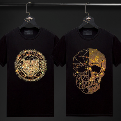 Pack Of 2 Luxury Cotton T-shirts (TIGER 2+SKULL)