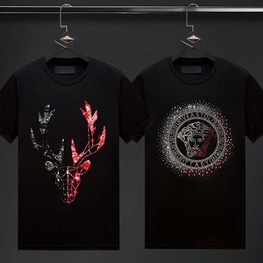 Pack Of 2 Luxury Cotton T-shirts (DEER+RULER)