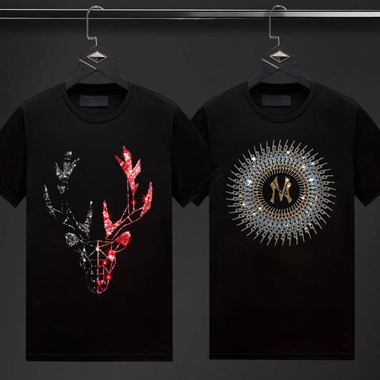Pack Of 2 Luxury Cotton T-shirts (DEER+NCIRCLE)