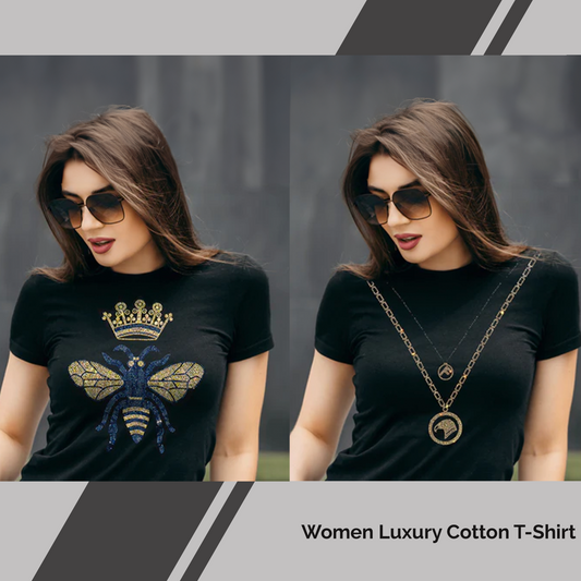 Pack of 2 Women's Luxury Cotton T-Shirts (BUTTERFLY+FLOCK)