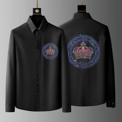 Pack Of 2 Black Luxury Cotton Shirts (TIGER 1+CROWN)