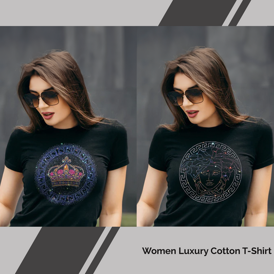 Pack of 2 Women's Luxury Cotton T-Shirts (CROWN+EMPRESS)