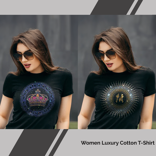 Pack of 2 Women's Luxury Cotton T-Shirts (CROWN+NCIRCLE)
