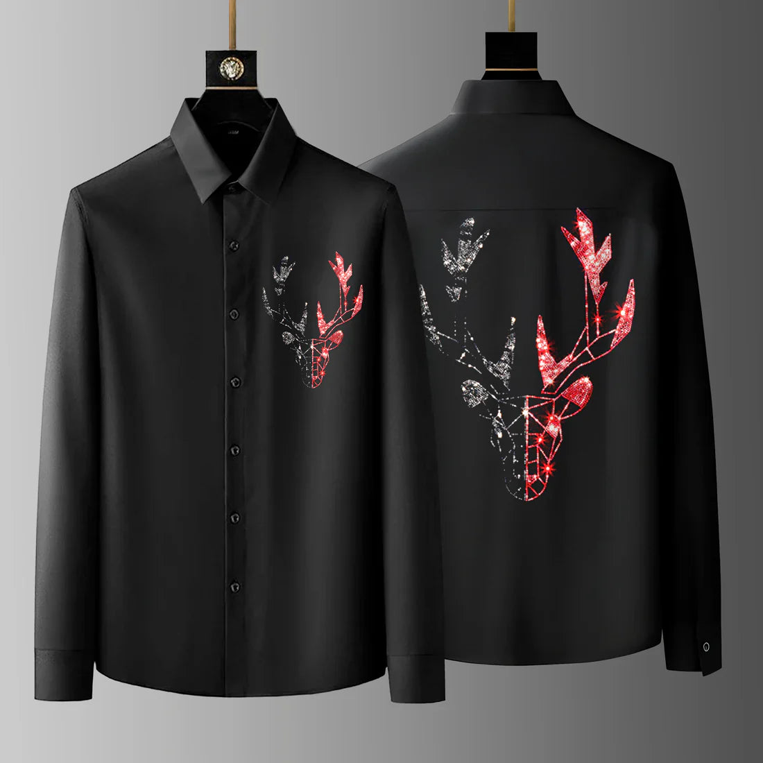 Pack Of 2 Black Luxury Cotton Shirts (DEER+PARIS)