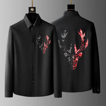 Pack Of 2 Black Luxury Cotton Shirts (DEER+TIGER 3)