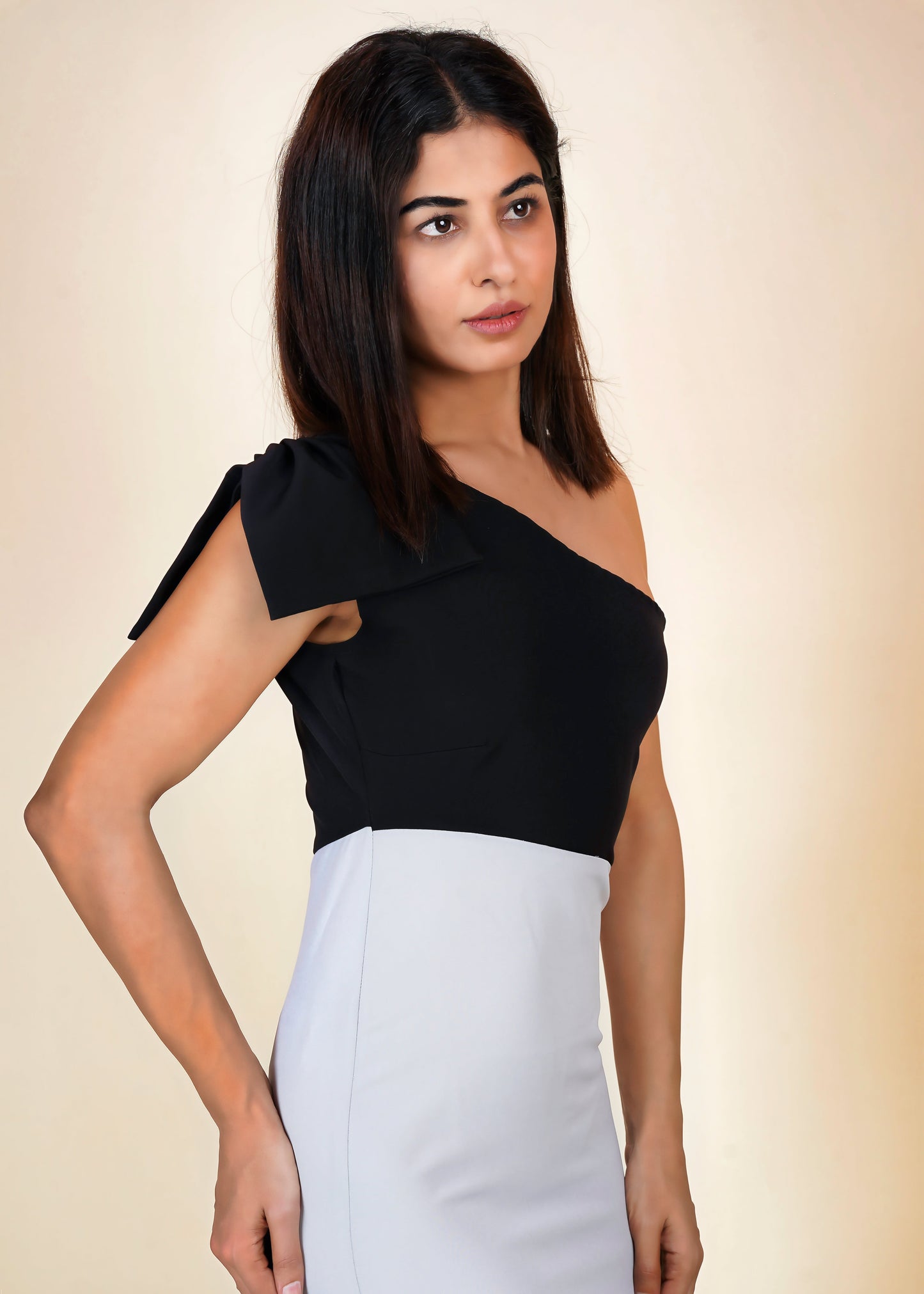 BLACK & ASH GREY PROFESSIONAL BODYCON DRESS