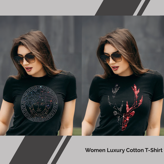 Pack of 2 Women's Luxury Cotton T-Shirts (EMPRESS+DEER)