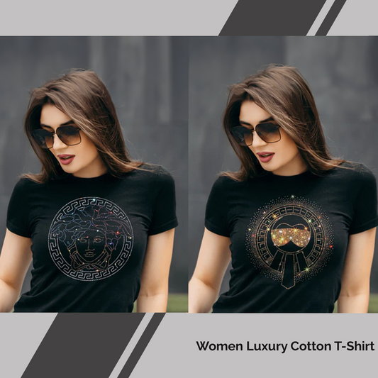 Pack of 2 Women's Luxury Cotton T-Shirts (EMPRESS+GLASSES)