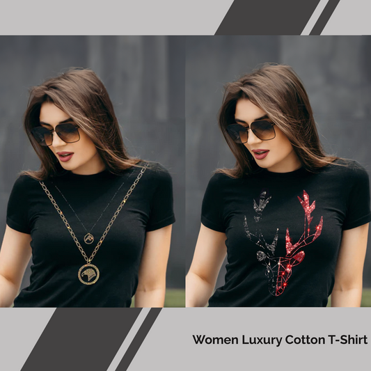 Pack of 2 Women's Luxury Cotton T-Shirts (FLOCK+DEER)