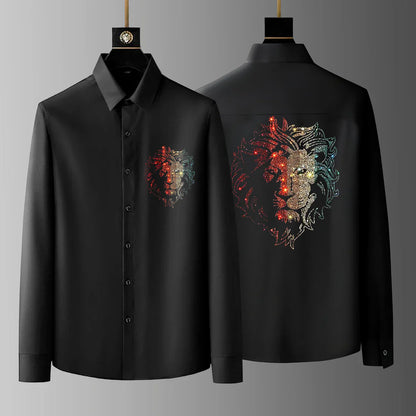 Pack Of 2 Black Luxury Cotton Shirts (TIGER 1+LION)