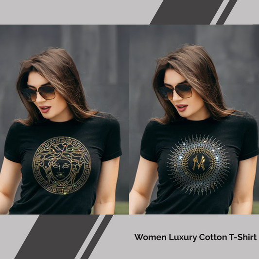 Pack of 2 Women's Luxury Cotton T-Shirts (QUEEN+NCIRCLE)