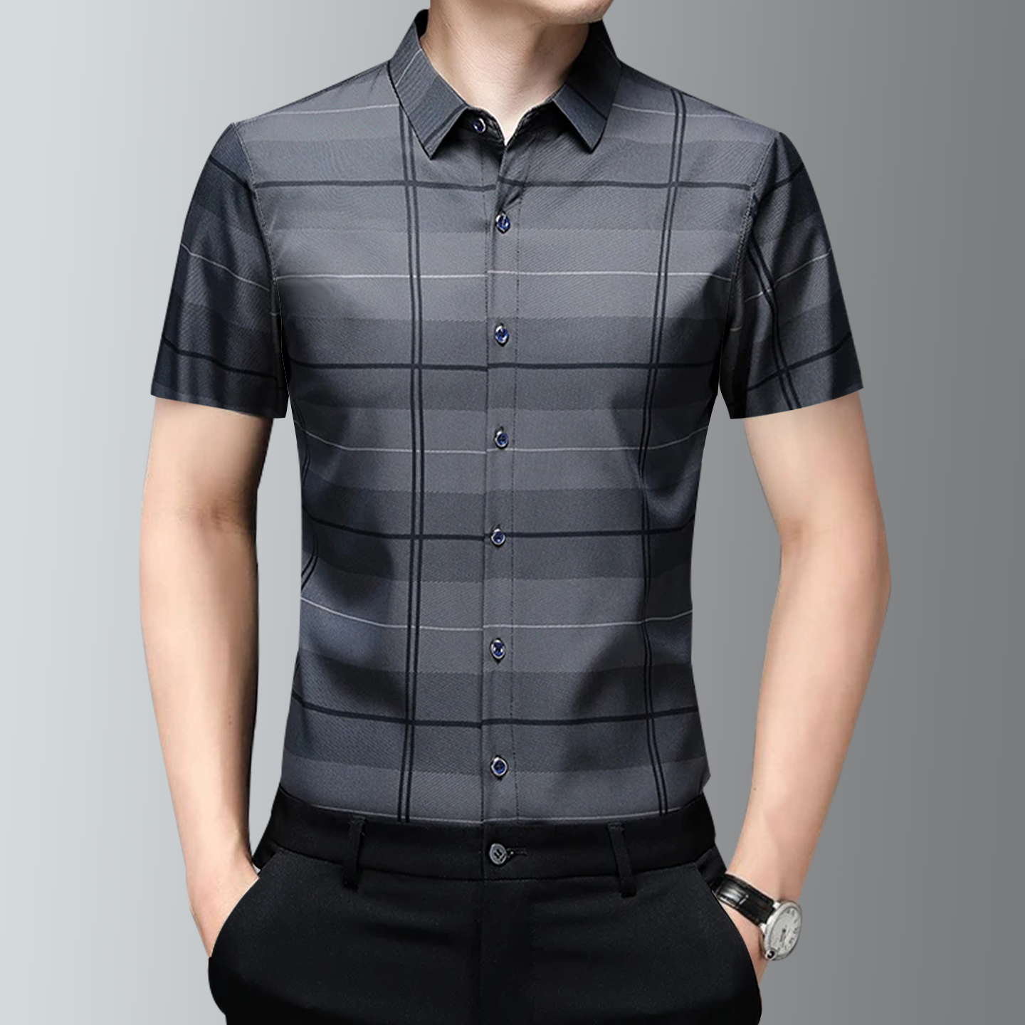 Half Sleeves Men's Cotton Check Shirt